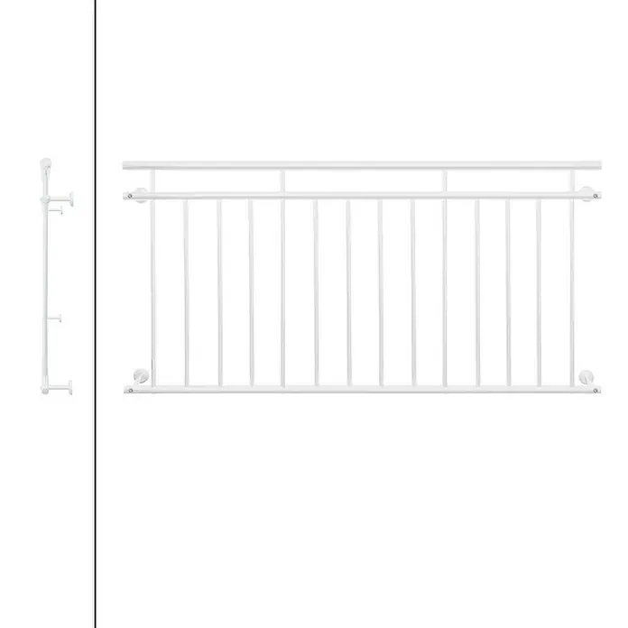 ECD Germany Fenstergitter Französischer Balkon aus Edelstahl Balkongeländer Balkongitter - B x H: 12,5 x 90 cm - Ein weißes Treppenschutzgitter mit vertikalen Stäben, das für Kindersicherheit sorgt. Das Gitter ist einfach zu montieren und bietet Schutz.