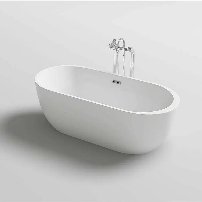 Home Deluxe Freistehende Badewanne CODO - Weiß - Freistehende Badewanne aus weißem Material mit chromfarbener Armatur. Die ovale Form und das schlichte Design machen sie zum Hingucker im Bad.