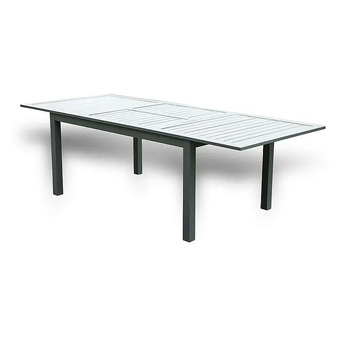 Home Deluxe Gartentisch-Set CASA - Gartentisch - Gesamtumfang: 1 -tlg., Ausziehbar - Schlichter Esstisch in Grau mit Lamellenmuster auf der Tischplatte und stabilen, geraden Beinen. Ideal für den Garten oder die Terrasse.