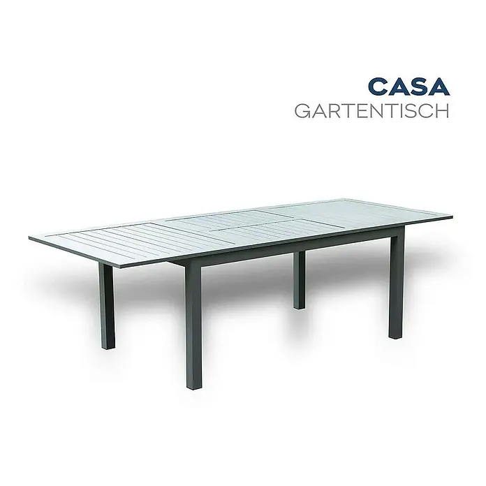 Home Deluxe Gartentisch-Set CASA - Gartentisch - Gesamtumfang: 1 -tlg., Ausziehbar - Ein stilvoller CASA Gartentisch mit einer grau lackierten Oberfläche und geradlinigem Design für den modernen Außenbereich.