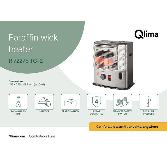 Qlima Petroleumkachel R 7227S TC-2 (2,7 kW, Verwarmingscapaciteit: 45 m³ - 95 m³) | BAUHAUS