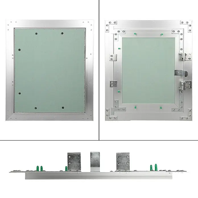 ECD Germany Montagezubehör für Trockenbau Reinigungsklappe 250x300mm Aluminium/Grün Wand/Decke integrierbar - Passend für: Wartungs- und Revisionsöffnungen, Hohlräume mit Anschlüssen, Feuchträume (Badezimmer, Küche, Nassbereiche) - Aluminium-Revisionsklappe mit Gipskartoneinsatz, ideal für den einfachen Zugang zu Installationen. Langlebig und unauffällig.