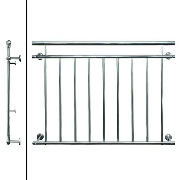 ECD Germany Fenstergitter Französischer Balkon aus Edelstahl Balkongeländer Balkongitter - B x H: 12,5 x 90 cm - Edelstahlgeländer für Balkone und Treppenhäuser, bestehend aus horizontalen und vertikalen Stäben für Sicherheit und modernes Design.