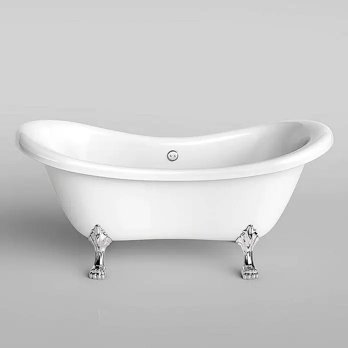 Home Deluxe Freistehende Badewanne FAMA - Weiß - Elegante freistehende Badewanne mit chromfarbenen Löwenfußfüßen. Die weiße Badewanne ist ein Blickfang für jedes Badezimmer.