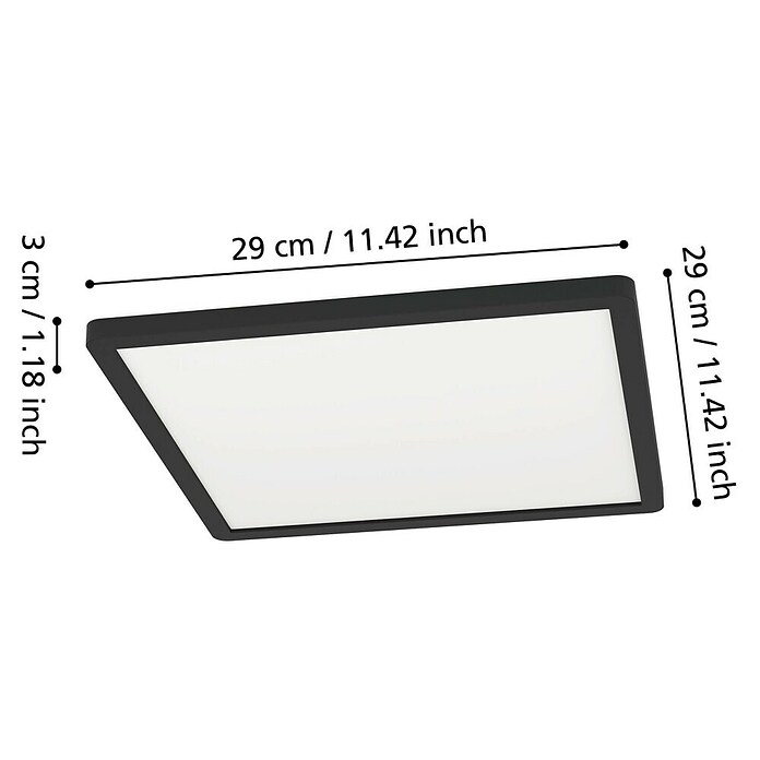 Eglo LED stropna svetilka Minerario  (16,4 W, Do x Š x V: 29 x 29 x 3 cm, Črna, Toplo bela) | 3016 - Deckenleuchte | CACB - Deckenleuchten | CAC - Indoorleuchten | CA - Beleuchtung | C - Elektro | BAUHAUS