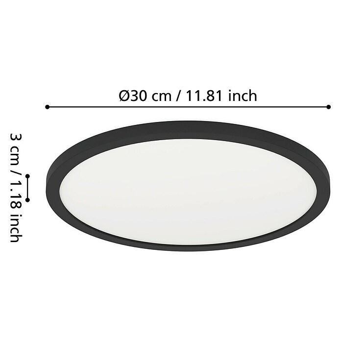 Eglo LED stropna svetilka Minerario  (16,4 W, Ø x V: 30 x 3 cm, Črna, Toplo bela) | 3016 - Deckenleuchte | CACB - Deckenleuchten | CAC - Indoorleuchten | CA - Beleuchtung | C - Elektro | BAUHAUS