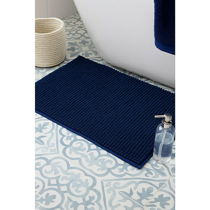 MSV Alfombra de baño Chenille (50 x 80 cm, Azul marino) | BAUHAUS