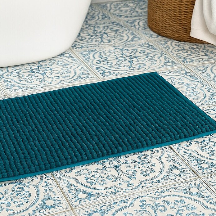 MSV Alfombra para baño Chenille (40 x 60 cm, Azul oscuro)