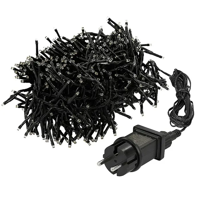 ECD Germany LED-Clusterlichterkette 576 LEDs 4m für Innen & Außen IP44 Warmweiß - Außen, Länge: 4 m, 576 Stk., Netzbetrieben - Lichterkette mit vielen kleinen LED-Lichtern und einem schwarzen Stecker für den Innen- und Außenbereich.