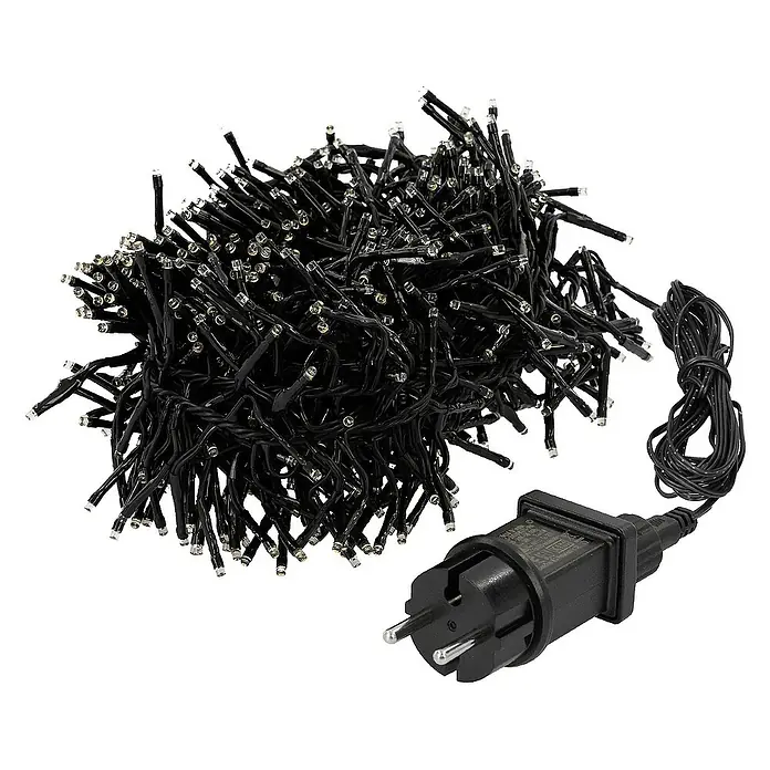 ECD Germany LED-Clusterlichterkette 768 LEDs 5,5m für Innen & Außen IP44 Warmweiß - Außen, Länge: 8,5 m, 768 Stk., Netzbetrieben - Schwarze Lichterkette mit klaren LEDs und Eurostecker für den Innen- und Außenbereich, ideal für festliche Dekorationen.