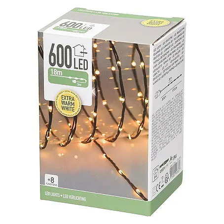ECD Germany  LED-Lichterkette 800 LEDs 24m für Innen & Außen IP44 Warmweiß