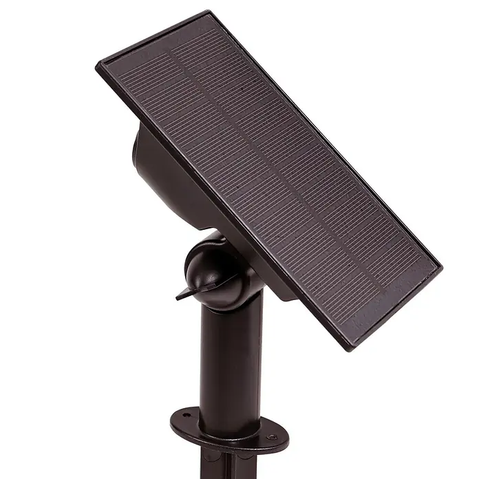 Arte confort Lámpara con pica Haloz - 2 W, Blanco cálido - Un primer plano de una lámpara de panel solar sobre un fondo blanco, que muestra el diseño moderno del producto.