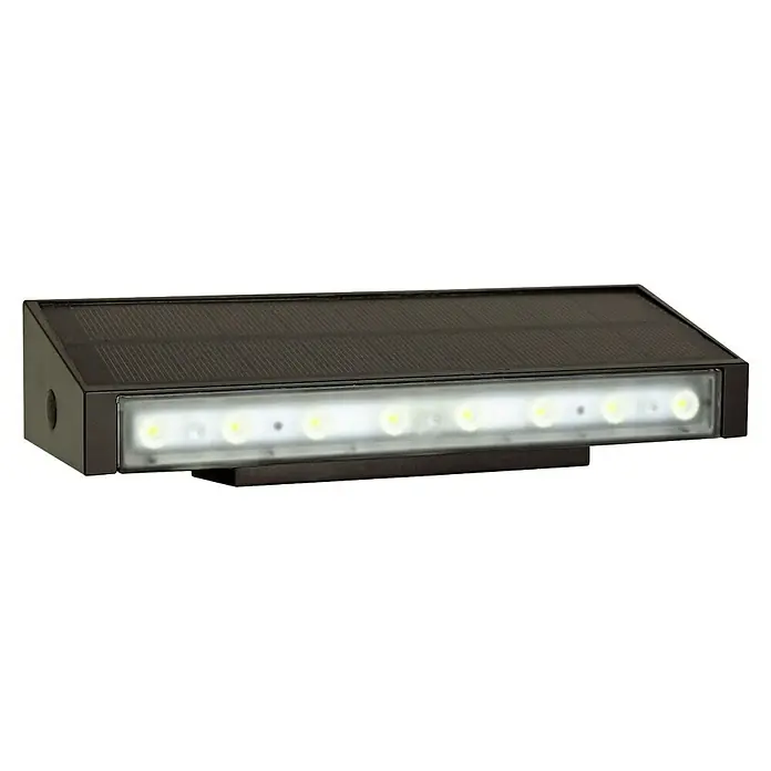 Arte confort Aplique solar para exterior Trape - 1,3 W, Blanco neutro, Negro - La imagen muestra una luz solar con un diseño rectangular y elegante y múltiples LEDs, perfecta para iluminar caminos exteriores o jardines.