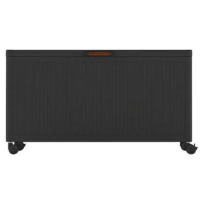 Kissenbox Mirador Life - L x B x H: 141,6 x 72 x 70 cm, Metall, Anthrazit - Schwarzer mobiler Heizkörper mit Griff oben, ideal für flexible Wärmeversorgung im Haus. Das Gerät hat Rollen für einfachen Transport.