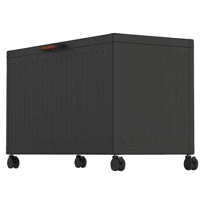 Kissenbox Mirador Life - L x B x H: 130 x 60,4 x 70 cm, Metall, Anthrazit - Bild eines schwarzen, rollbaren Outdoor-Aufbewahrungskastens mit Griff, ideal für Gartenutensilien und mehr.