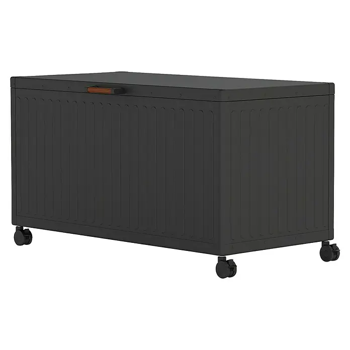 Kissenbox Mirador Life - L x B x H: 141,6 x 72 x 70 cm, Metall, Anthrazit - Schwarze Aufbewahrungsbox mit Rädern und Griff für den Außenbereich, ideal für die Gartenaufbewahrung und Werkzeuge.