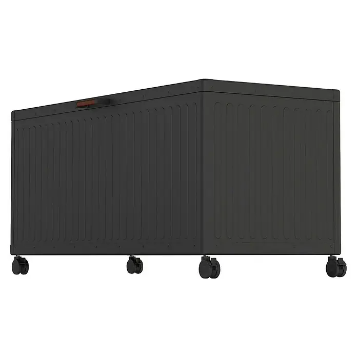 Kissenbox Mirador Life - L x B x H: 164,8 x 72 x 70 cm, Metall, Anthrazit - Eine graue, quaderförmige Aufbewahrungsbox mit Rädern zum einfachen Transport und einer geriffelten Oberfläche für zusätzlichen Halt.