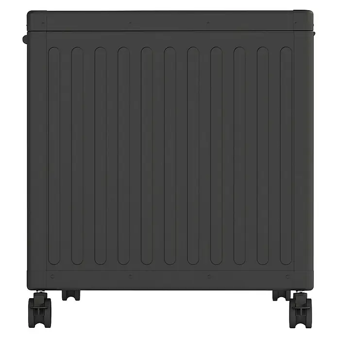 Kissenbox Mirador Life - L x B x H: 164,8 x 72 x 70 cm, Metall, Anthrazit - Schwarzer Heizkörper mit vertikalen Lamellen und Rollen für einfache Mobilität. Das Heizgerät sorgt für Wärme und Flexibilität.