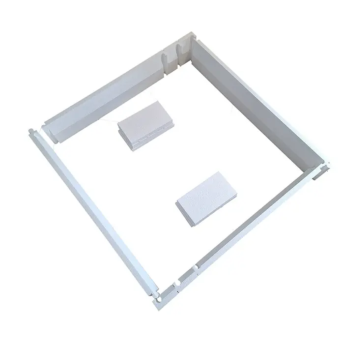 Aedler Duschwannenträger - L x B: 136,6 x 96,6 cm, Expandiertes Polystyrol, Weiß - Diese Aufnahme zeigt ein quadratisches LED-Panel, das sich durch sein modernes Design und seine Energieeffizienz auszeichnet.
