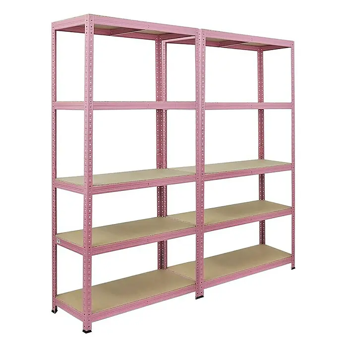 Proregal Schwerlastregal Wohnregal Mega Deal PINK LADY - H x B x T: 180 x 90 x 40 cm, Traglast pro Boden: 175 kg, Anzahl Böden: 5 Stk., Stecken, Pink - Rosa Lagerregal mit vier Regalböden. Robustes Metallregal für Lagerung, Werkstatt oder Keller.