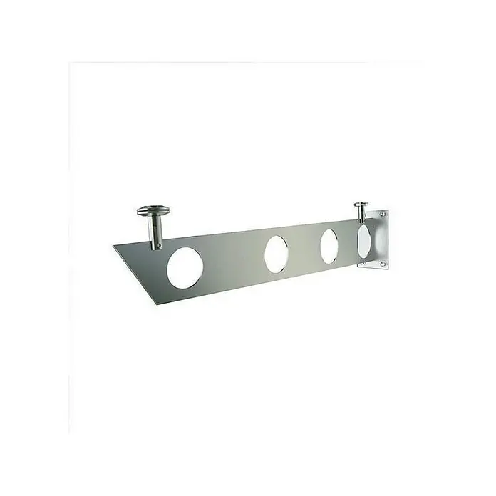 Glaszentrum Hagen Vordach 140x90 cm Glasvordach Klar V2A-S - 140 x 90 x 25 cm, Silber - Metallkleiderbügel mit mehreren Löchern zur Aufbewahrung von Kleidungsstücken, die auf zwei Stützen montiert sind.
