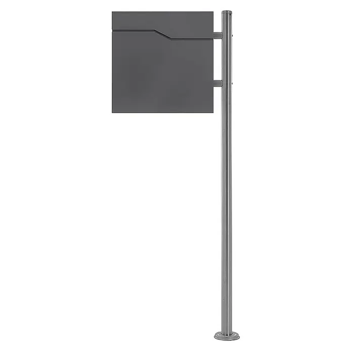 ML-Design Standbriefkasten Briefkastenanlage mit Ständer Silber 120cm Mailbox mit Pfosten - L x B x H: 11 x 42,5 x 120 cm, Anthrazit, Silber, Edelstahl - Schlichte moderne rechteckige Anzeigetafel auf einem glänzenden Metallsockel, perfekt für Außenbereiche.