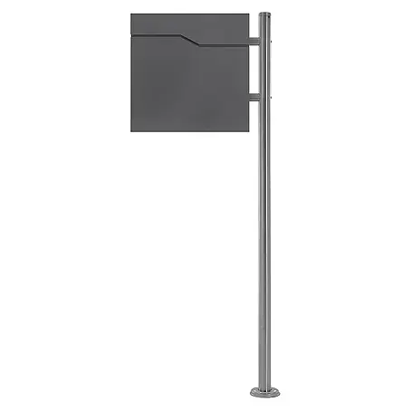 ML-Design  Standbriefkasten Briefkastenanlage mit Ständer Silber 120cm Mailbox mit Pfosten
