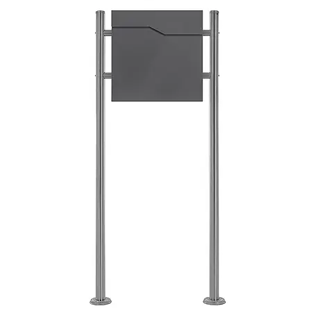 ML-Design  Standbriefkasten Briefkastenanlage mit Ständer Silber 120cm Mailbox mit Pfosten