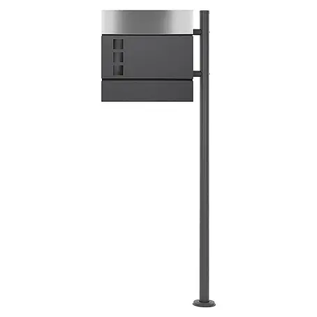 ECD Germany  Standbriefkasten Briefkastenanlage mit Ständer Anthrazit 120cm Mailbox mit Pfosten