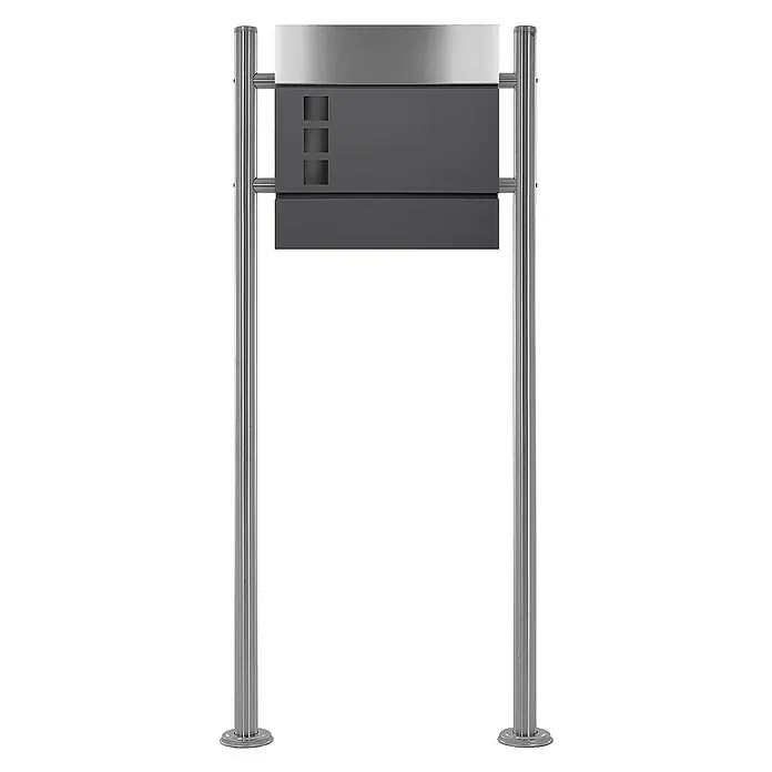 ECD Germany Standbriefkasten Briefkastenanlage mit Ständer Silber 120cm Mailbox mit Pfosten - L x B x H: 17,5 x 55 x 120 cm, Anthrazit, Silber, Edelstahl - Moderner Briefkasten mit Edelstahlpfosten. Dieser hochwertige Briefkasten besticht durch sein schlichtes Design und seine robuste Bauweise.