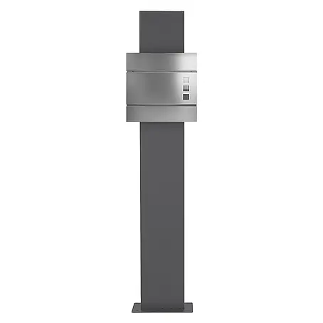 ECD Germany  Standbriefkasten Briefkastenanlage mit Ständer Anthrazit 170cm Mailbox mit Pfosten