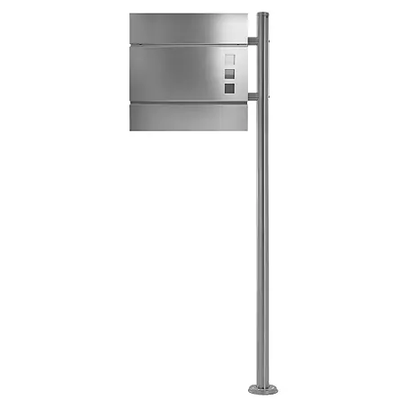 ECD Germany  Standbriefkasten Briefkastenanlage mit Ständer Silber 120cm Mailbox mit Pfosten