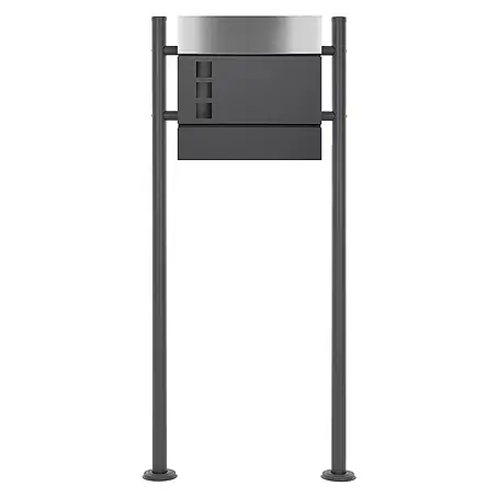 ECD Germany  Standbriefkasten Briefkastenanlage mit Ständer Anthrazit 120cm Mailbox mit Pfosten