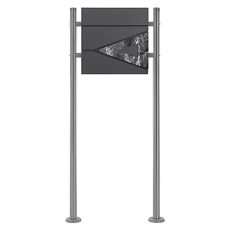 ML-Design  Standbriefkasten Briefkastenanlage mit Ständer Silber 120cm Mailbox mit Pfosten