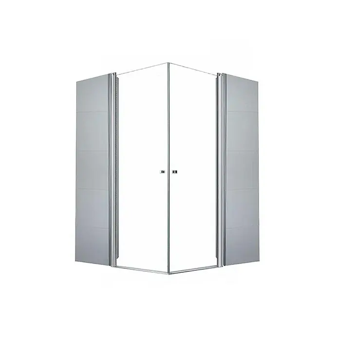 Glaszentrum Hagen Eckdusche 62.5x62.5x195 cm Eck Duschkabine Altbau - 62,5 x 62,5 x 195 cm, Eloxiert, Transparent, Stärke: 6 mm - Bild einer Duschkabine mit silbernen Beschlägen und klaren Glastüren. Modernes Design für jedes Badezimmer.