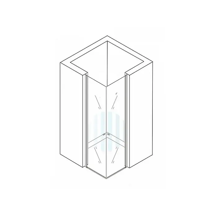 Glaszentrum Hagen Eckdusche 62.5x62.5x195 cm Eck Duschkabine Altbau - 62,5 x 62,5 x 195 cm, Eloxiert, Transparent, Stärke: 6 mm - Illustration einer modernen, eckigen Duschkabine mit klaren Glaswänden und minimalistischem Design für das Badezimmer.