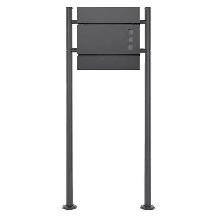 ECD Germany Standbriefkasten Briefkastenanlage mit Ständer Anthrazit 120cm Mailbox mit Pfosten - L x B x H: 17,5 x 55 x 120 cm, Anthrazit, Edelstahl - Freistehender anthrazitfarbener Briefkasten mit drei Fächern und quadratischen Schlitzen für die Namensanzeige.