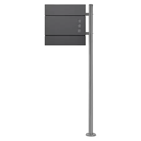 ECD Germany  Standbriefkasten Briefkastenanlage mit Ständer Silber 120cm Mailbox mit Pfosten