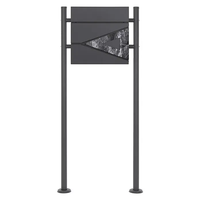 ML-Design Standbriefkasten Briefkastenanlage mit Ständer Anthrazit 120cm Mailbox mit Pfosten - L x B x H: 17,5 x 55 x 120 cm, Anthrazit, Schwarz, Edelstahl - Elegantes Briefkastensystem mit modernem Design. Der Briefkasten besticht durch seine dunkle Farbgebung und die Marmor-Akzente.