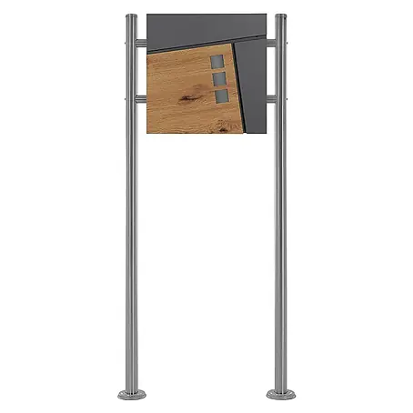ML-Design  Standbriefkasten Briefkastenanlage mit Ständer Silber 120cm Mailbox mit Pfosten