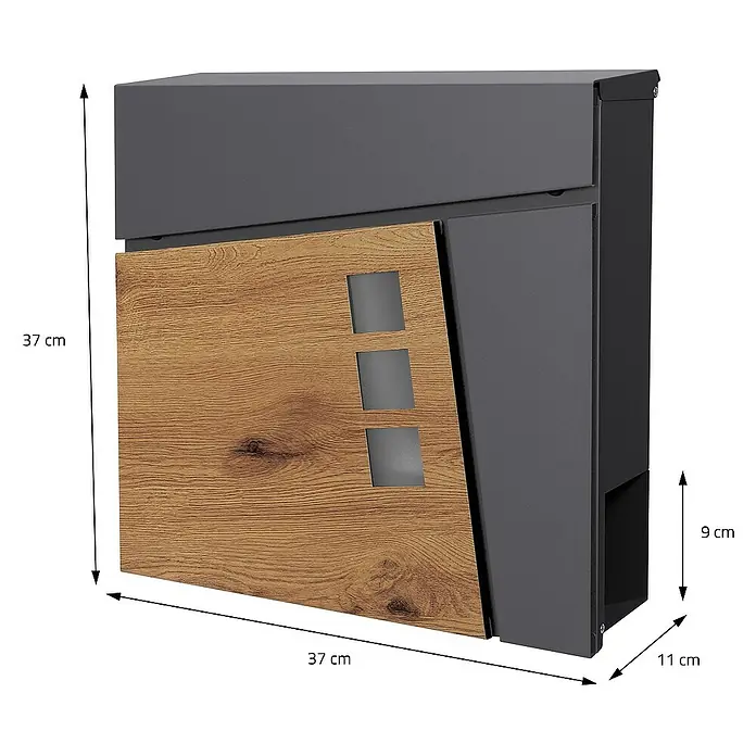 ML-Design Standbriefkasten Briefkastenanlage mit Ständer Silber 120cm Mailbox mit Pfosten - L x B x H: 17,5 x 55 x 120 cm, Anthrazit, Braun, Edelstahl - Moderner Briefkasten aus Holz und Metall. Der Briefkasten hat eine Größe von 37x37x11 cm und ein Sichtfenster von 9 cm.