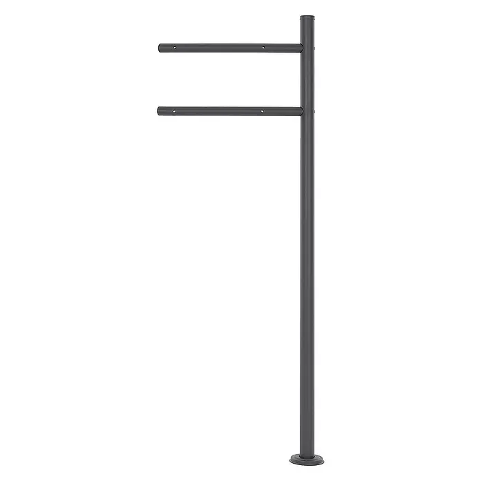 ECD Germany Standbriefkasten Briefkastenanlage mit Ständer Anthrazit 120cm Mailbox mit Pfosten - L x B x H: 17 x 42,5 x 120 cm, Anthrazit, Edelstahl - Produktbild einer grauen Parkplatzsperre mit zwei horizontalen Stangen zur sicheren Parkplatzreservierung und -verwaltung.