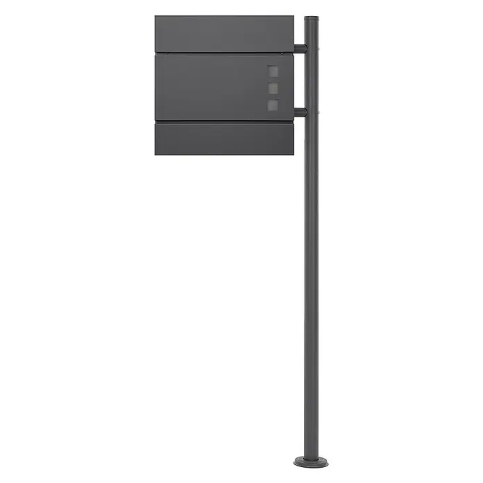 ECD Germany Standbriefkasten Briefkastenanlage mit Ständer Anthrazit 120cm Mailbox mit Pfosten - L x B x H: 17 x 42,5 x 120 cm, Anthrazit, Edelstahl - Eine moderne Briefkastenanlage in Anthrazit, die Funktionalität und stilvolles Design vereint, perfekt für den Eingangsbereich.
