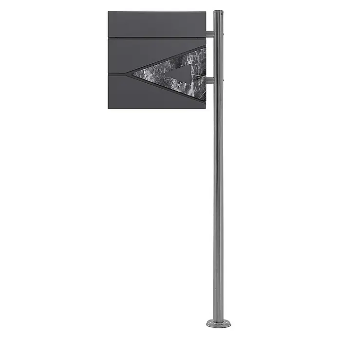 ML-Design Standbriefkasten Briefkastenanlage mit Ständer Silber 120cm Mailbox mit Pfosten - L x B x H: 19 x 42,5 x 120 cm, Anthrazit, Schwarz, Silber, Edelstahl - Elegante Briefkastenanlage in Anthrazit mit Marmordetails und Edelstahlständer. Die moderne Gestaltung wertet jeden Eingangsbereich auf.