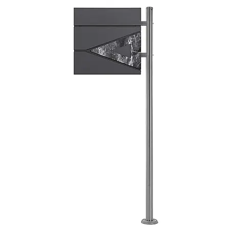ML-Design  Standbriefkasten Briefkastenanlage mit Ständer Silber 120cm Mailbox mit Pfosten