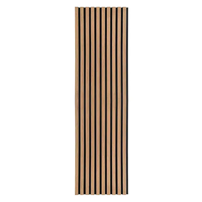 Home Deluxe Akustikpaneel SONIC Oiled Oak - H 240 x B 40 x T 2,1 cm - Oiled Oak, L x B x S: 240 cm x 2,1 cm x 21 mm, 1 Stk., 0,97 m² - Holzpaneel zur Wandverkleidung mit schlanken Holzlatten und schwarzen Zwischenräumen, ideal für modernes Innendesign.\n
