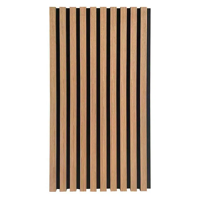 Home Deluxe Akustikpaneel SONIC - Oiled Oak 6er Set - Eiche, L x B x S: 2,2 cm x 40,5 cm x 22 mm, 6 Stk., 1,94 m² - Holzpaneel für Wand- und Deckengestaltung mit hellen Holzlatten und dunklem Hintergrund für moderne Innenräume.