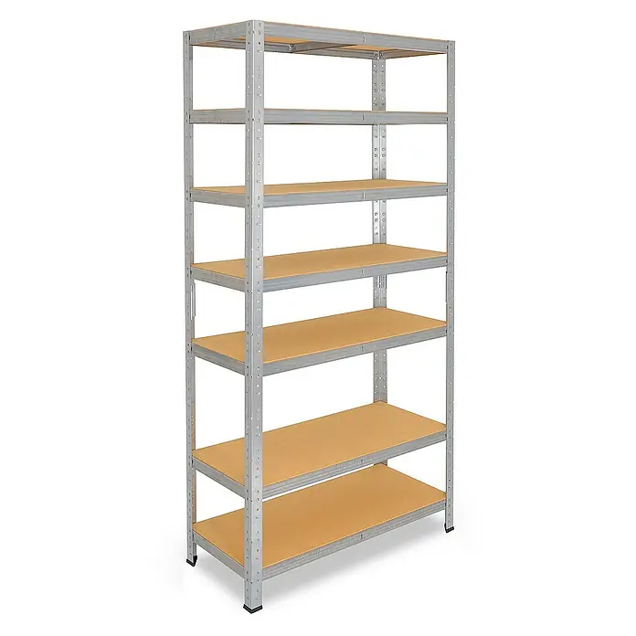 shelfplaza Schwerlastregal HOME - H x B x T: 200 x 75 x 40 cm, Traglast pro Boden: 175 kg, Stecken, verzinkt - Regal mit sechs Regalböden aus Metall und Holz für Lagerung und Organisation.