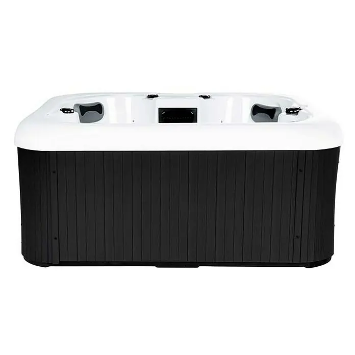 Home Deluxe Outdoor Whirlpool SEA STAR Pure -  - Das Bild zeigt einen Whirlpool mit einer weißen Innenseite und einer schwarzen Außenverkleidung, ideal zum Entspannen.