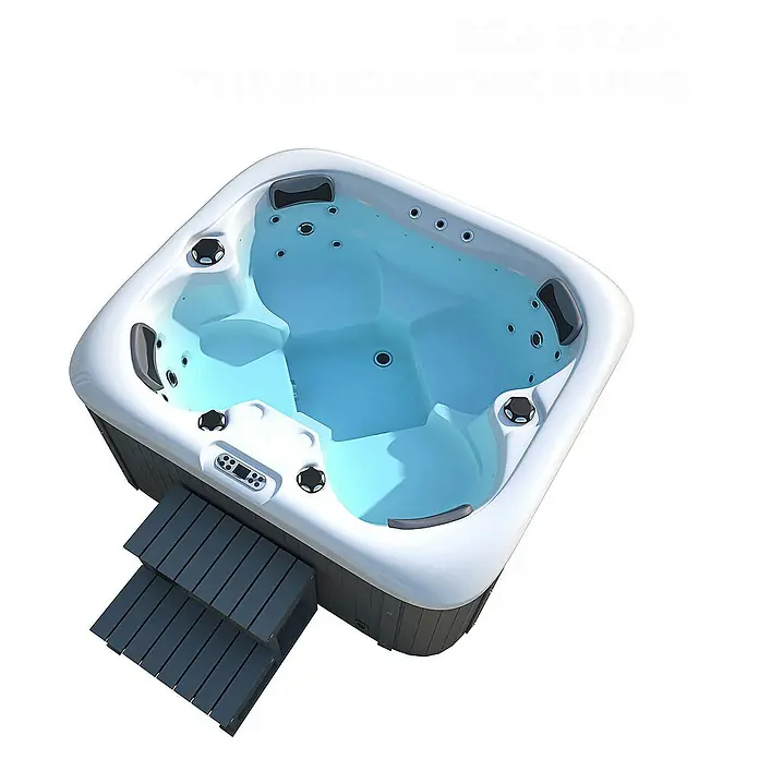 Home Deluxe Outdoor Whirlpool SEA STAR Mit Treppe und Thermoabdeckung -  - Ein luxuriöser Whirlpool mit Treppe, ideal zum Entspannen und Genießen. Die perfekte Ergänzung für jeden Garten.